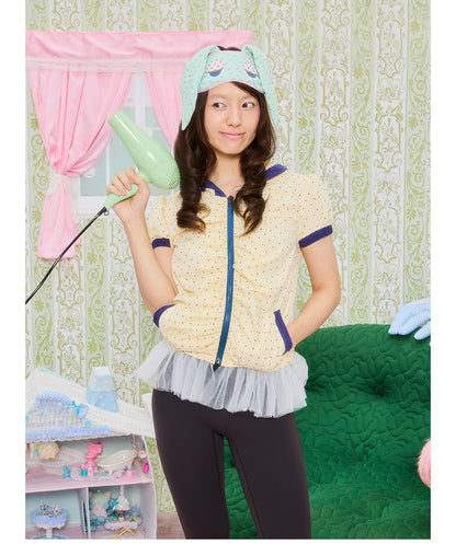 UnsocialNight - Polka Dot Hooded Lace Cardigan shirt UnsocialNight