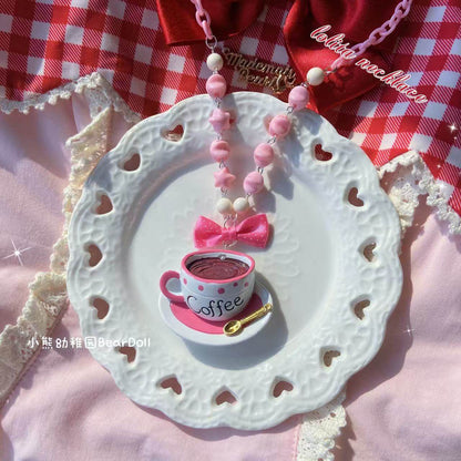 Bear Doll - Strawberry Cake Beaded Necklace necklace Bear Doll