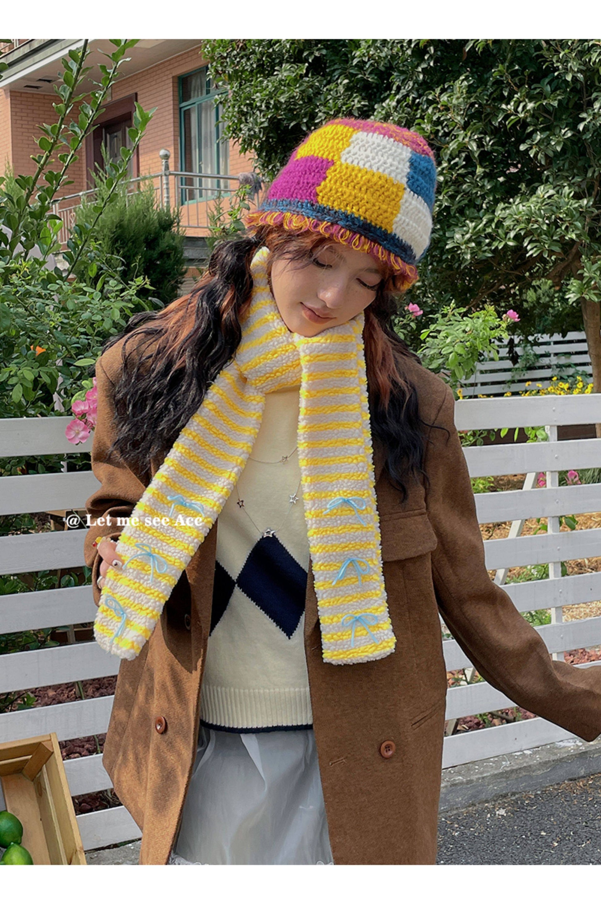 LET ME SEE - Kawaii Colorblock Lamb Scarf scarf let me see