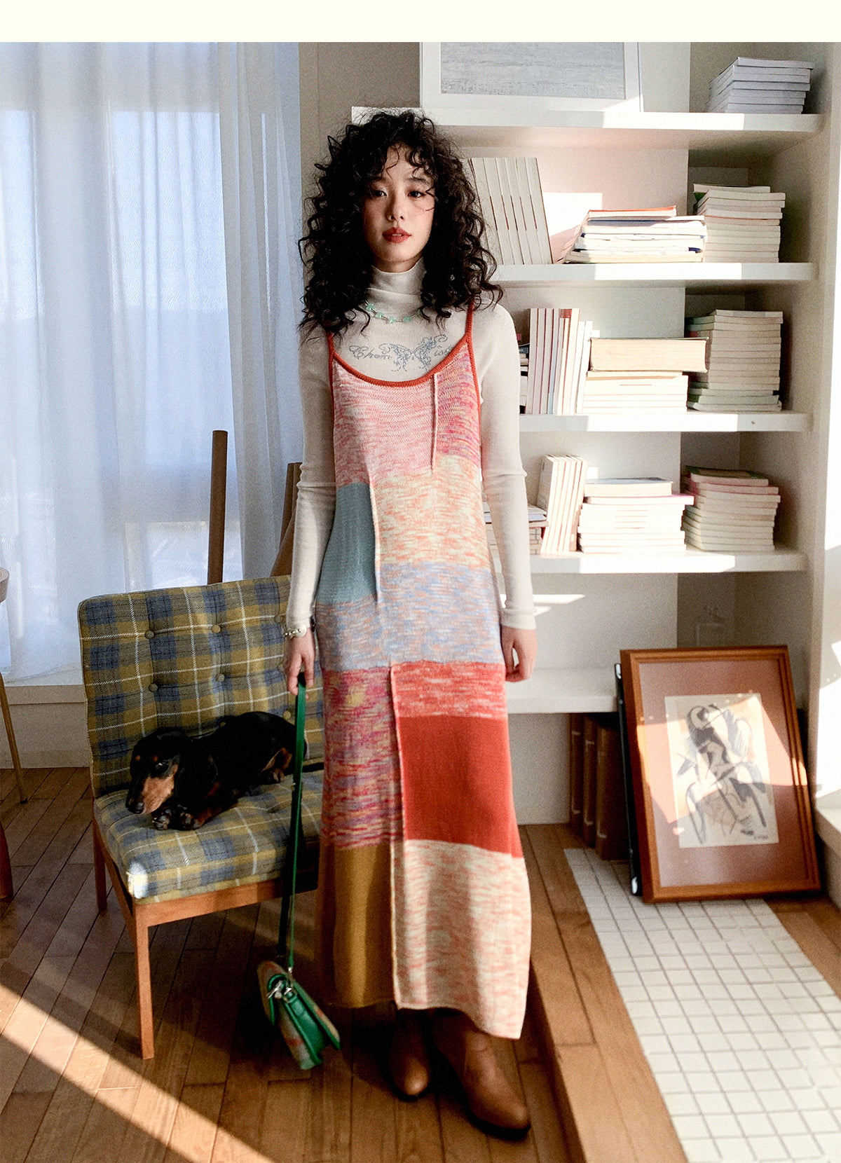 Chemical Girl - Girly Kawaii Color Block Knit Strap Dress dress chemical girl