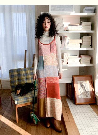 Chemical Girl - Girly Kawaii Color Block Knit Strap Dress dress chemical girl