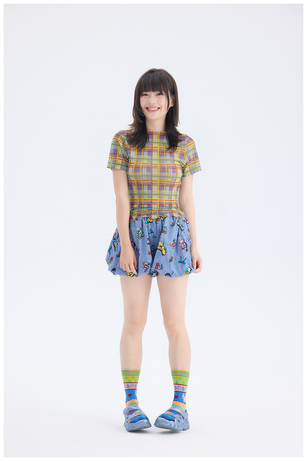 tntntutu - Pink Plaid Mesh Top | Fairy Kei Kawaii Harajuku Layering Shirt tshirt tntntutu