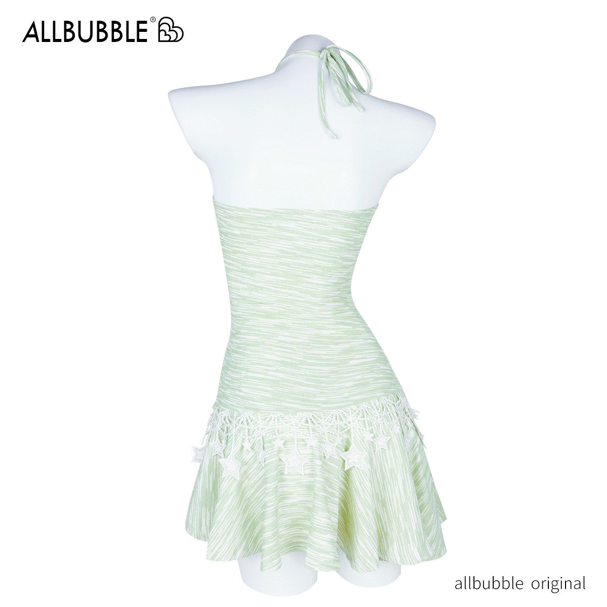 Allbubble - Yellow Green Star Halter Dress dress Allbubble