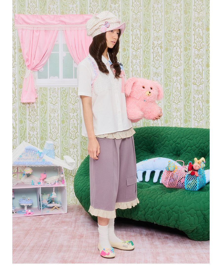 UnsocialNight - Star Patch Cropped Cargo Pants pants UnsocialNight