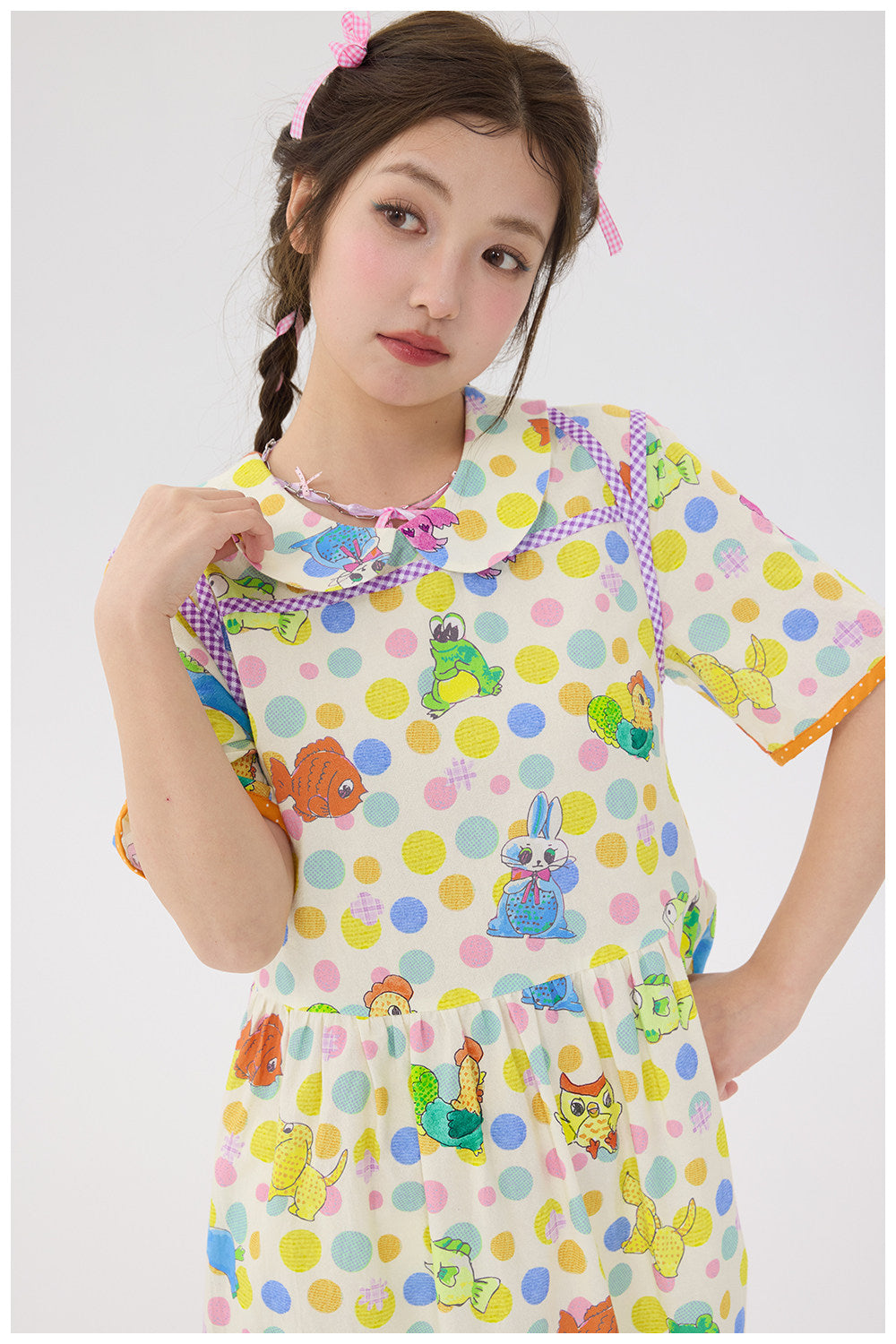 tntntutu - Kawaii Cream Polka Animal Dress dress tntntutu