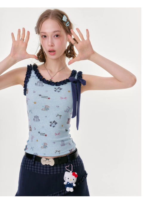 ziziFei - Cat Garden Ruffle Cami Top