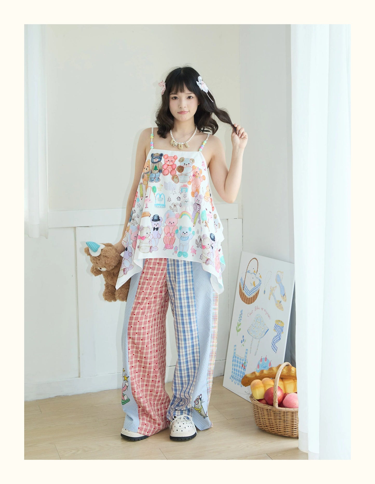 Robootoo - Bear Print Off-Shoulder Cami Top camisole Robootoo