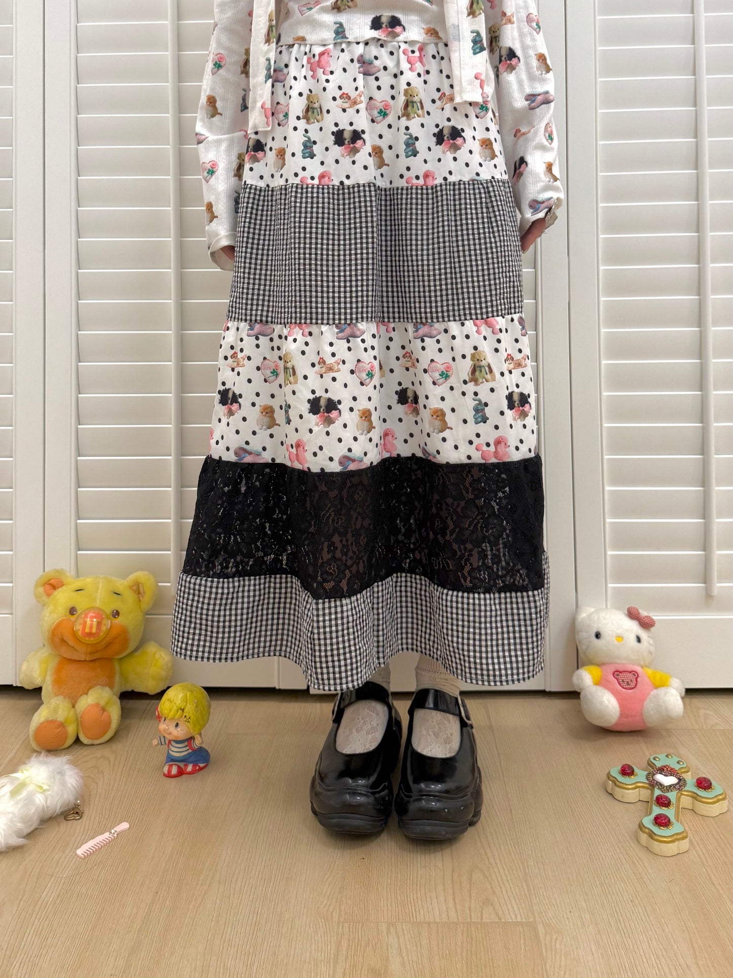 KaiXin hostel - Polka Doll Lace Long Skirt skirt KaiXin hostel