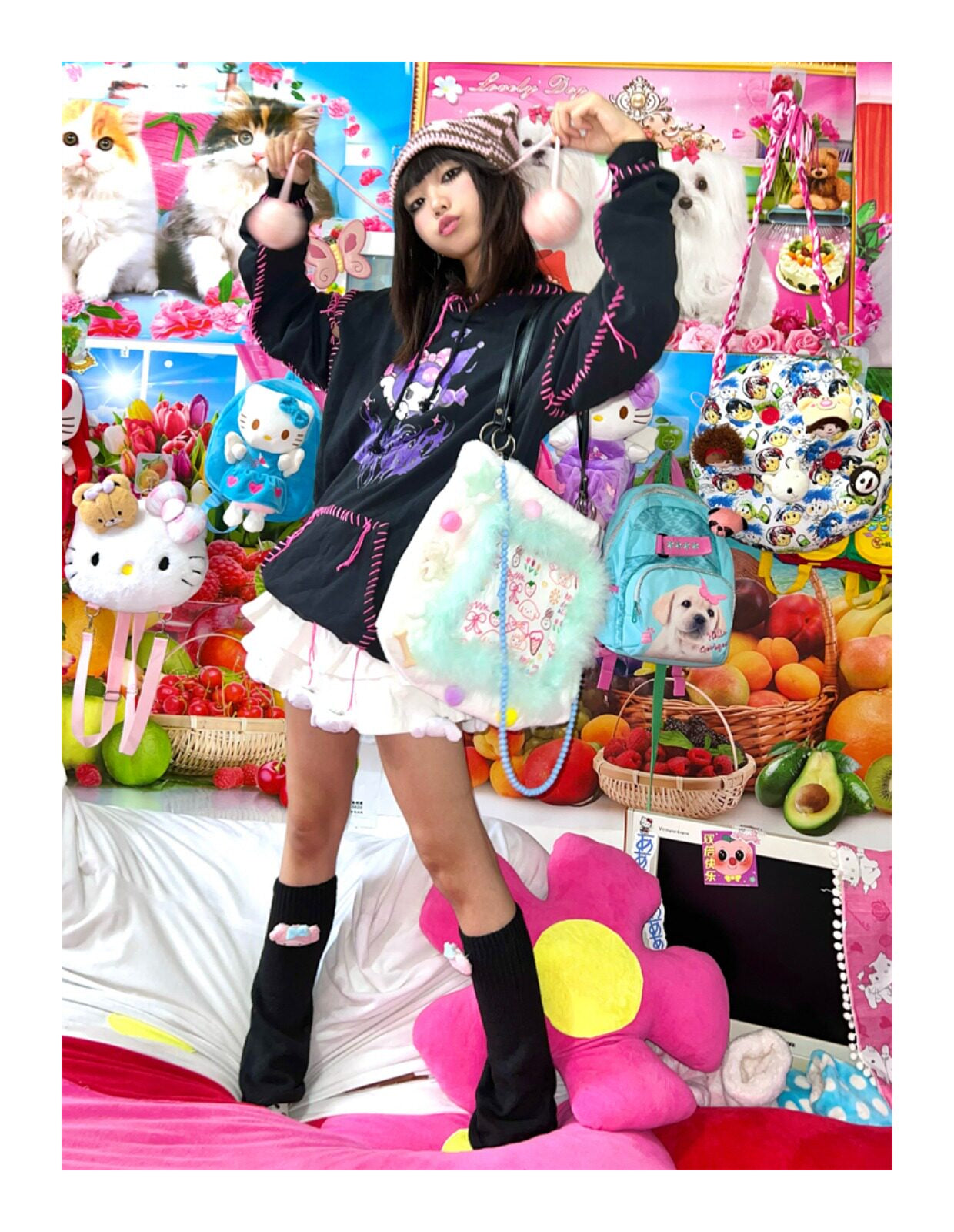 Hottie - Doodle Plush Pom Pom Tote Bag bag Hottie