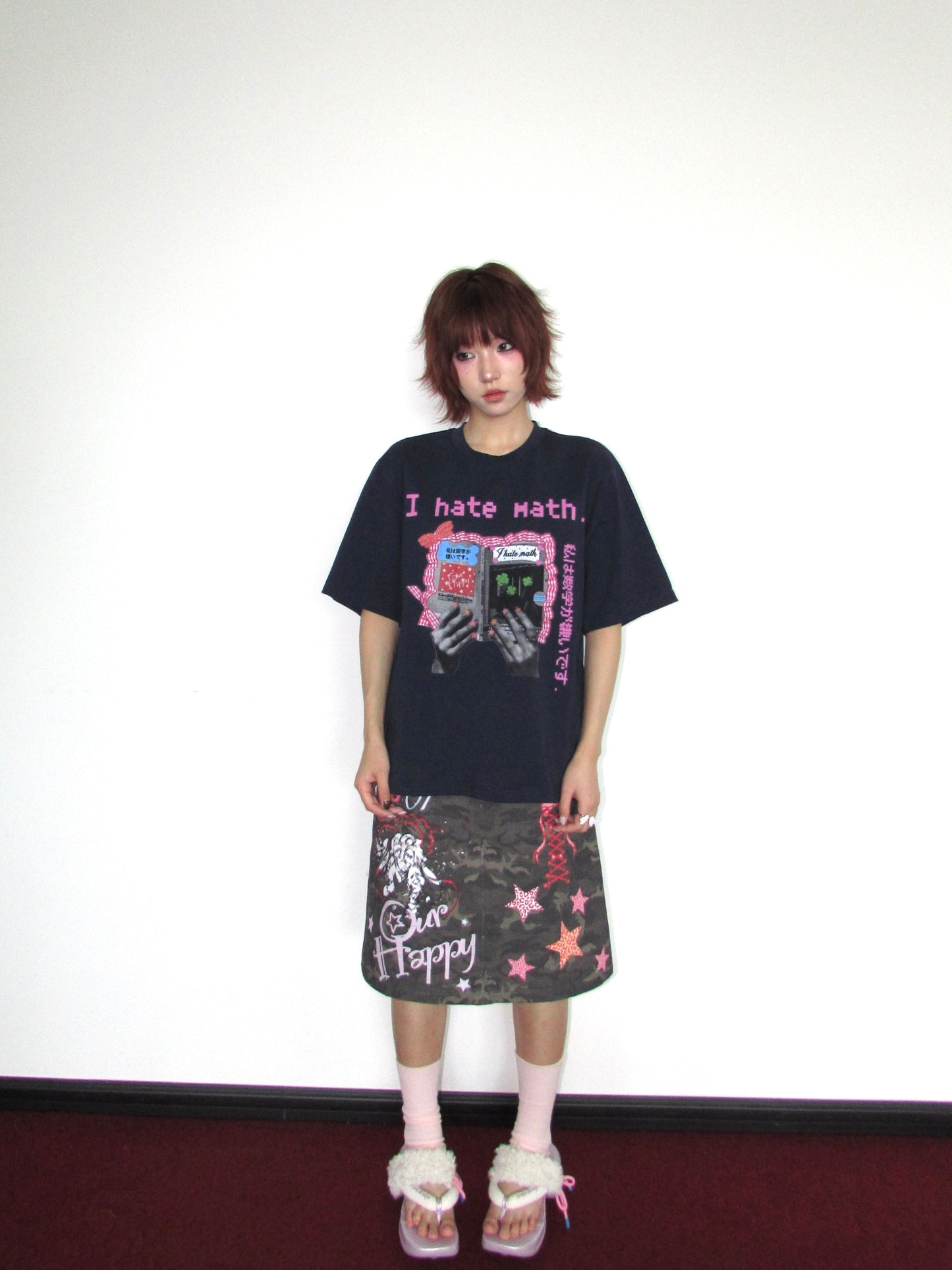 OurHappy - I Hate Math Graphic Cotton T-Shirt tshirt Our Happy Navy S