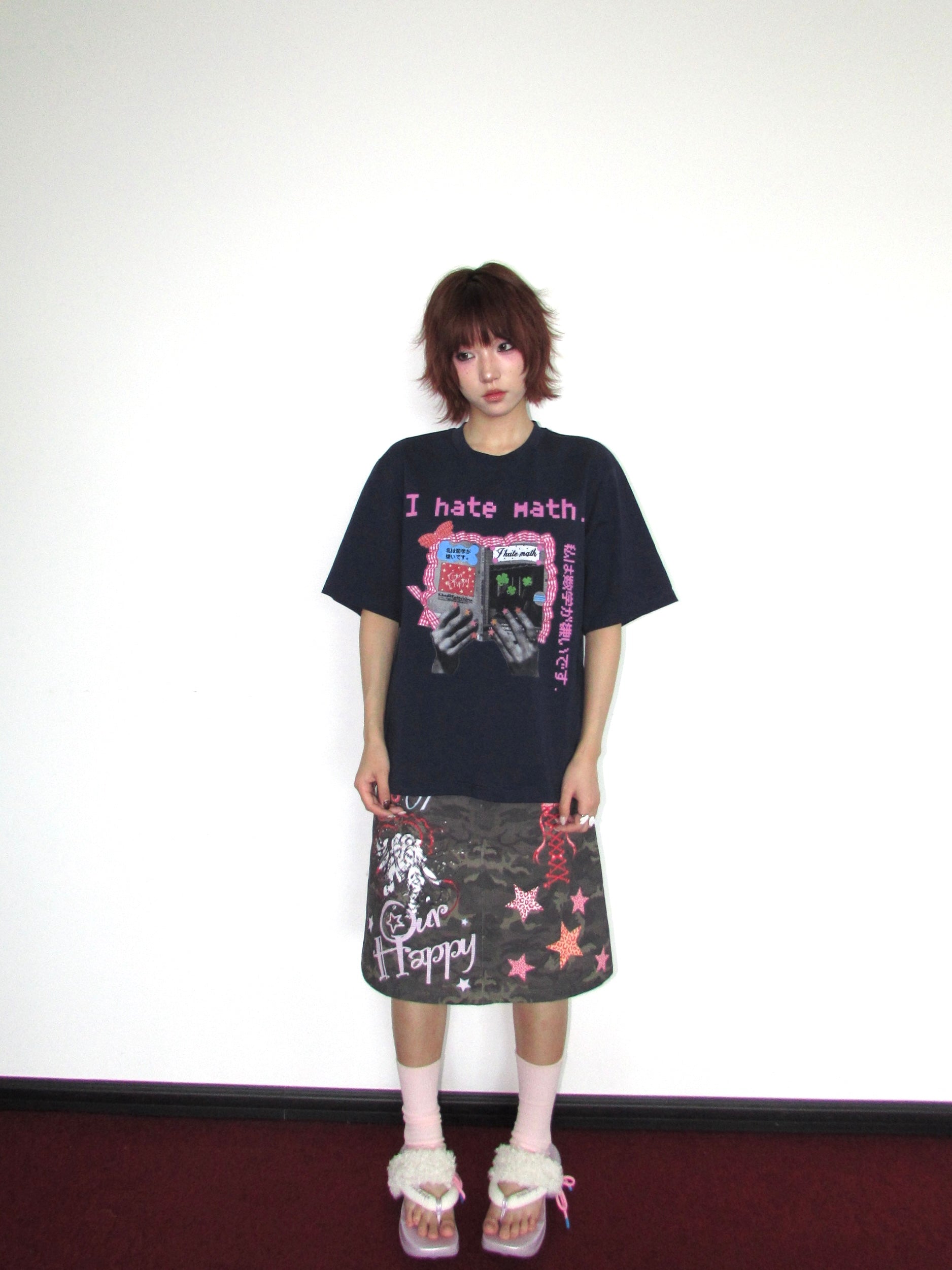 OurHappy - I Hate Math Graphic Cotton T-Shirt tshirt Our Happy Navy S