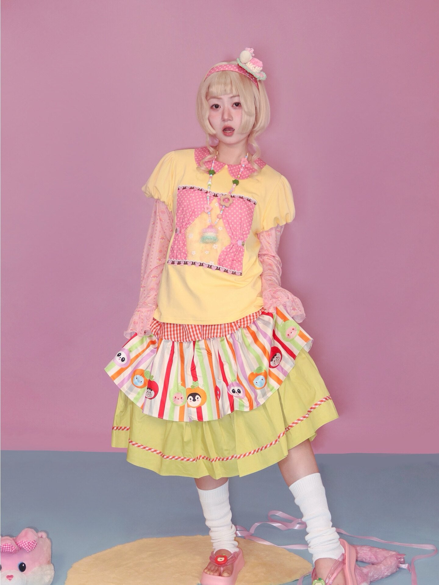 Lulululu - Yellow Polka Puff Tee shirt LULULULU
