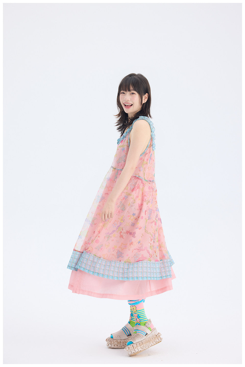 tntntutu - Pink Rabbit Mesh Dress | Fairy Kei Pastel Harajuku Kawaii Dress dress tntntutu