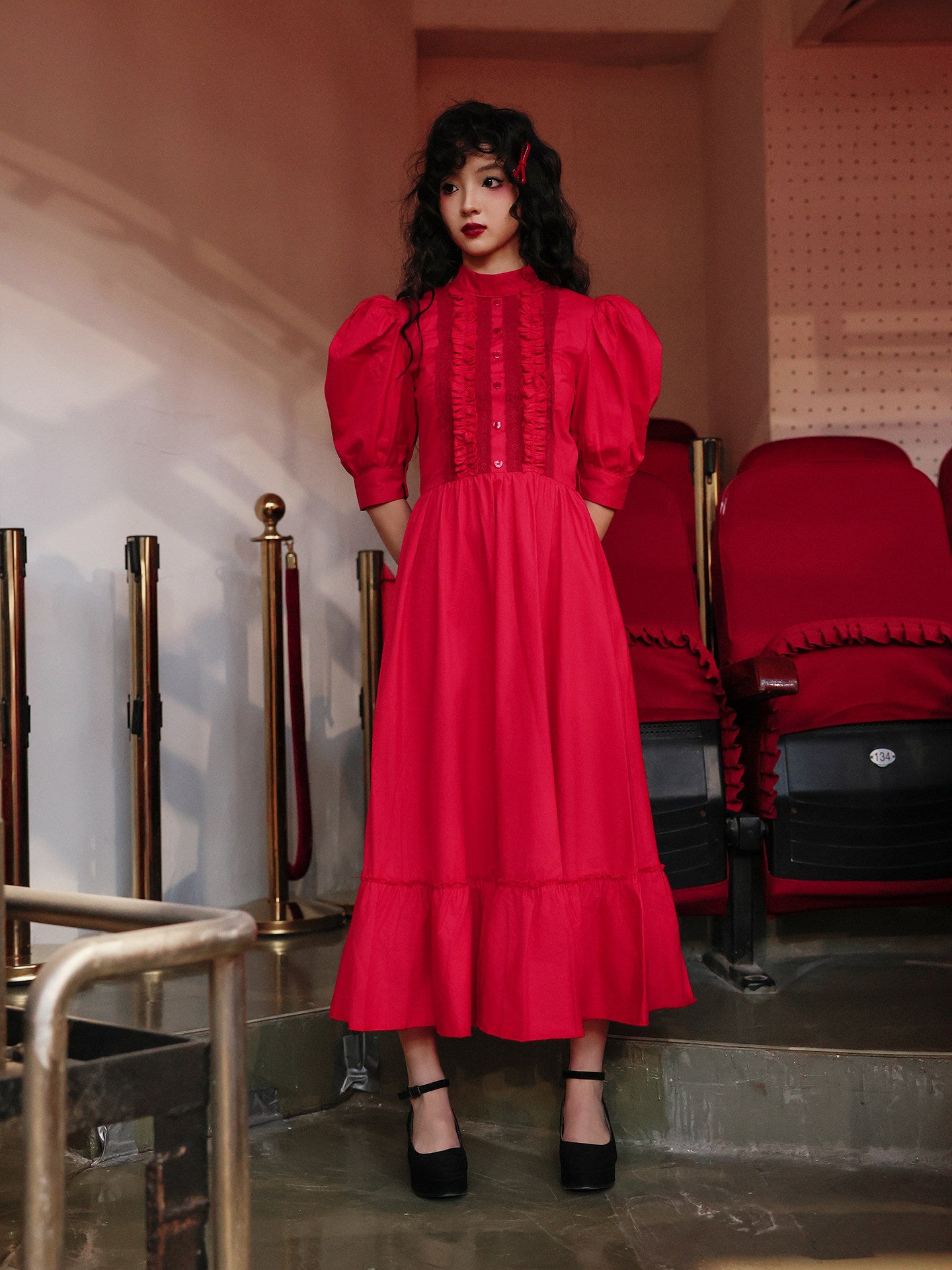 Nanjun Vintage - Bordeaux Red Royal Maxi Dress dress Nanjun Vintage