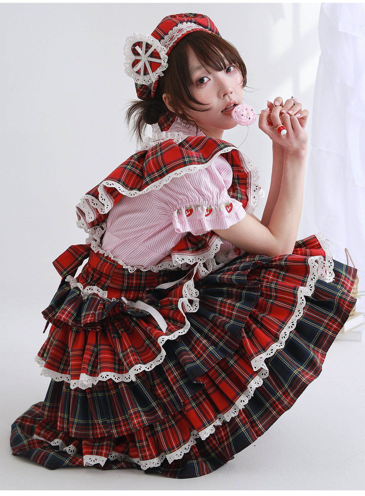SOS MEME CLUB - Red Suspender Puff Dress dress SOS MEME CLUB