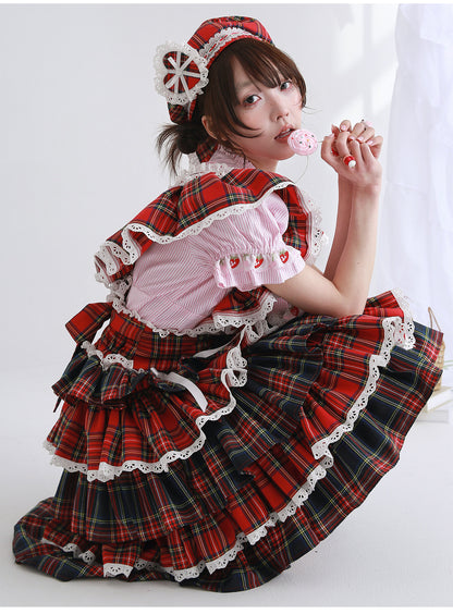 SOS MEME CLUB - Red Suspender Puff Dress dress SOS MEME CLUB