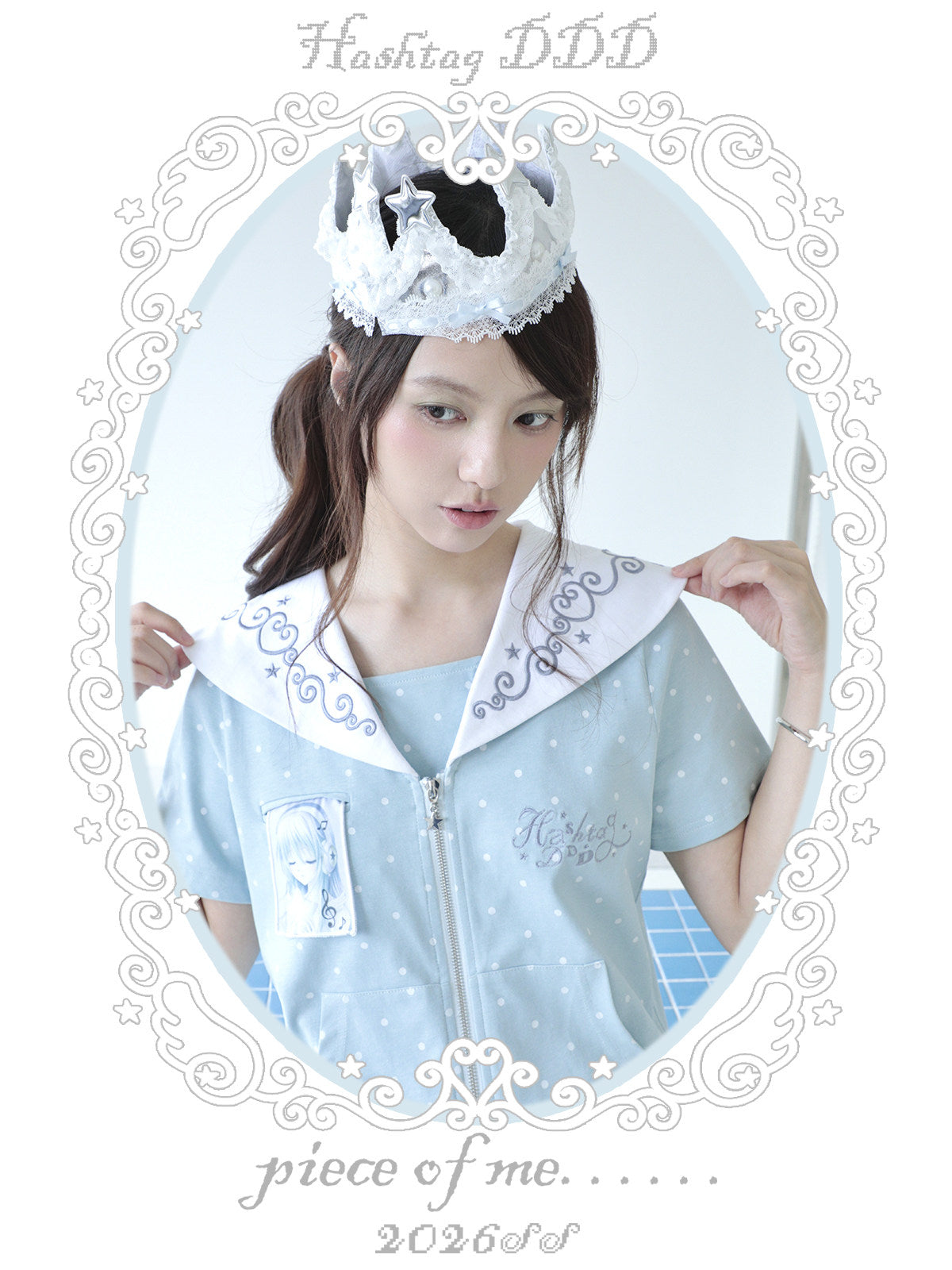Hashtag DDD - Sailor Dreamcore Polka Dot Cardigan tshirt Hashtag DDD