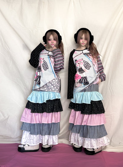 YJM with biubiu Irregular Layered Skirt | Harajuku Colorful Skirt skirt YJM with biubiu
