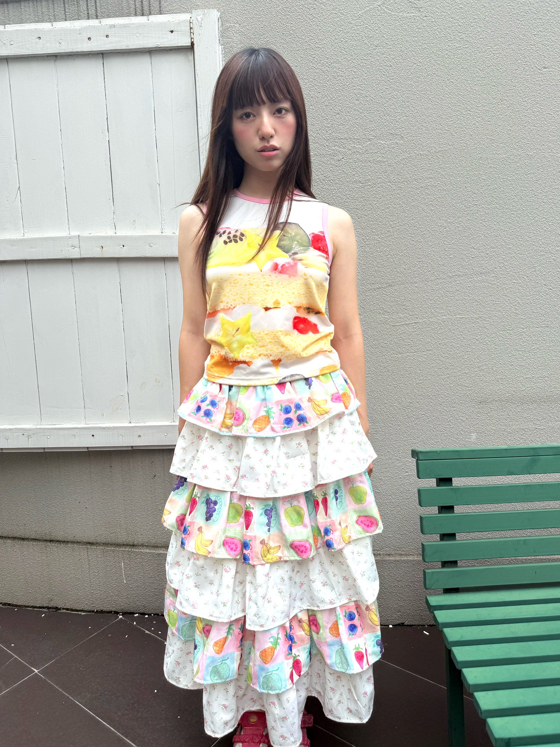 FRUITS - Fruit Floral Layered Cake Skirt | Kawaii Japanese Girly Maxi Skirt skirt Fruits