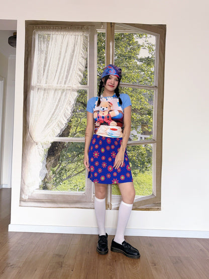 bunnybunnygun - Cartoon Flower Mini Skirt skirt bunnybunnygun