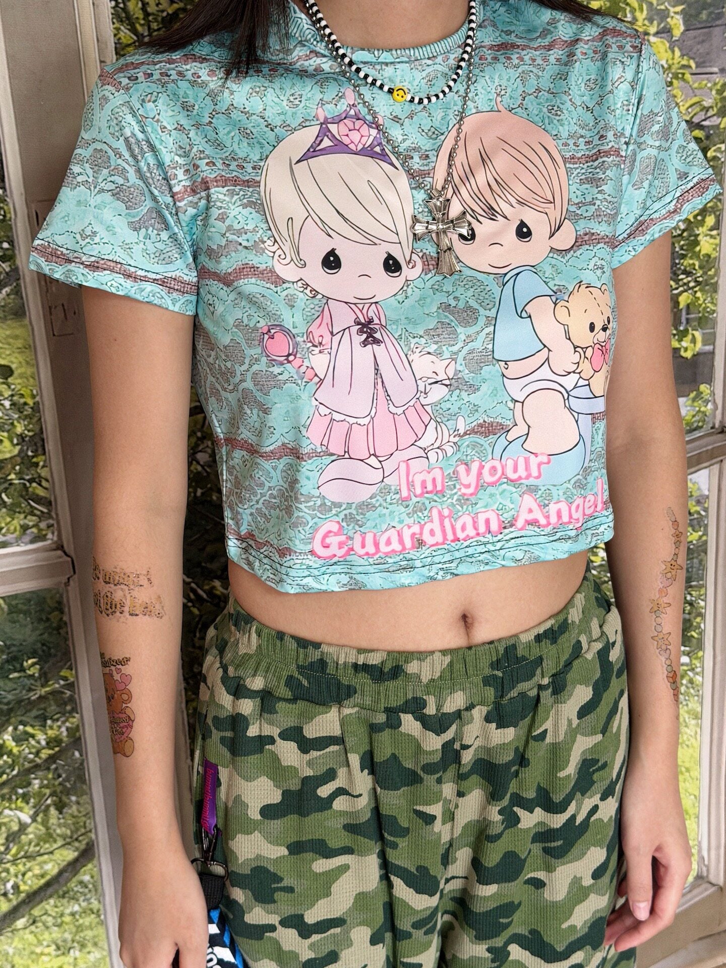 bunnybunnygun - Angel Graphic Cropped T-Shirt tee bunnybunnygun