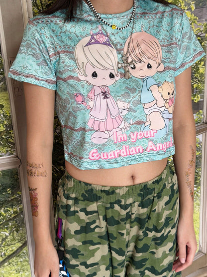bunnybunnygun - Angel Graphic Cropped T-Shirt tee bunnybunnygun