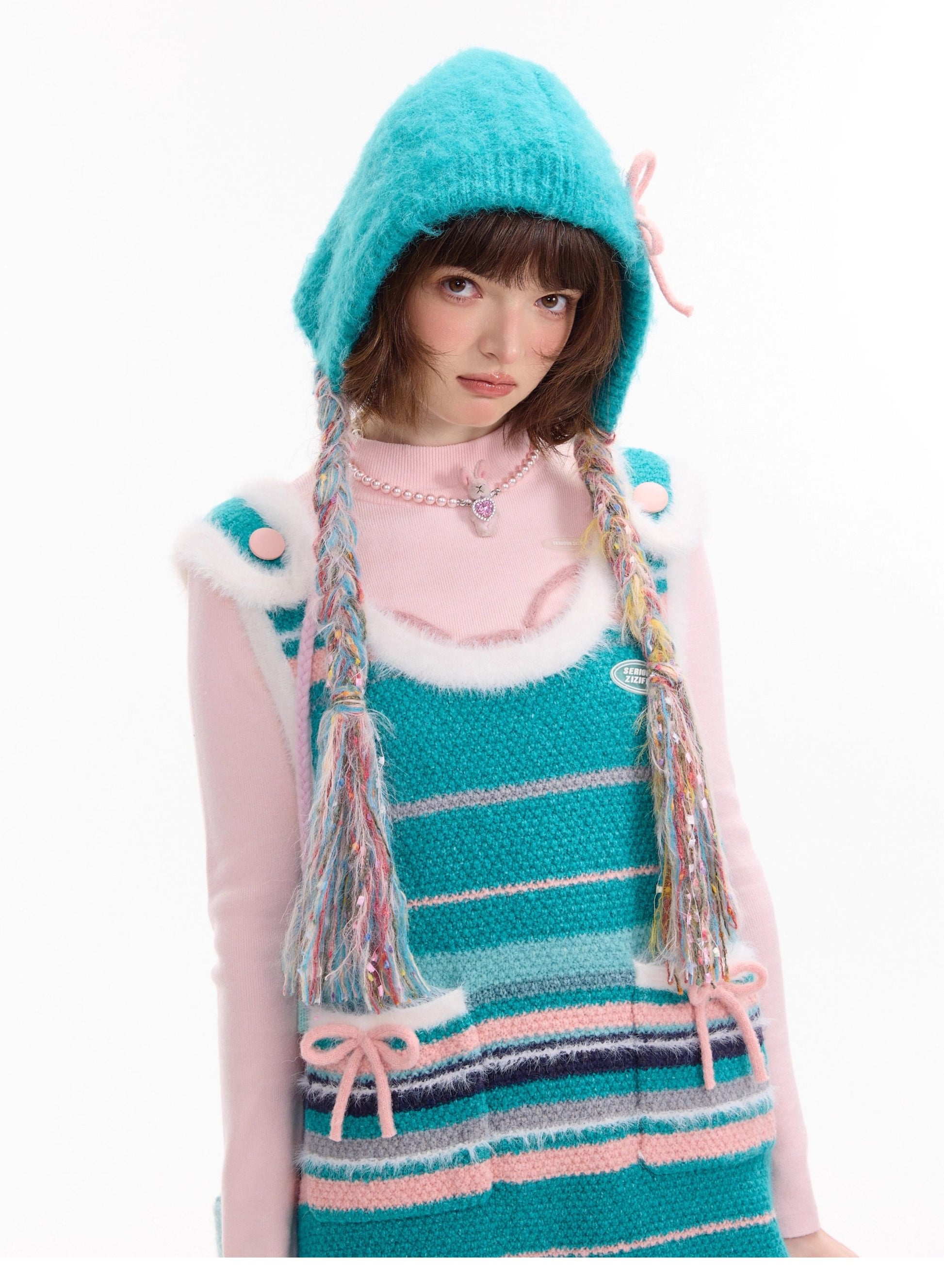 ziziFei - Braided Bow Knit Winter Hat hat ziziFei