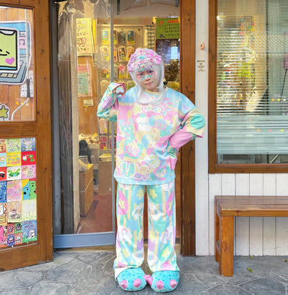 Rainbow Universe RUX - Pastel Decora Kei Two Piece Set set Rainbow Universe RUX Set (Pants+Top) S