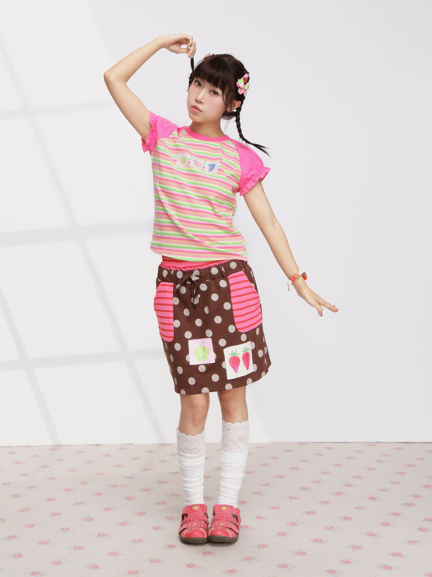 FRUITS - Strawberry Polka Layered Skirt skirt Fruits