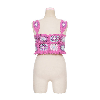 Dear Doll - Rose Pink Crochet Cami Top vest dear doll