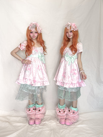 YJM with biubiu - Kawaii Layered Tulle Skirt Mint Smoke skirt YJM with biubiu