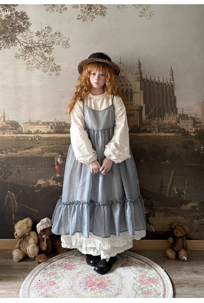 Labeau - White Puff Sleeve Lace Collar Loose Cotton Dress dress Labeau