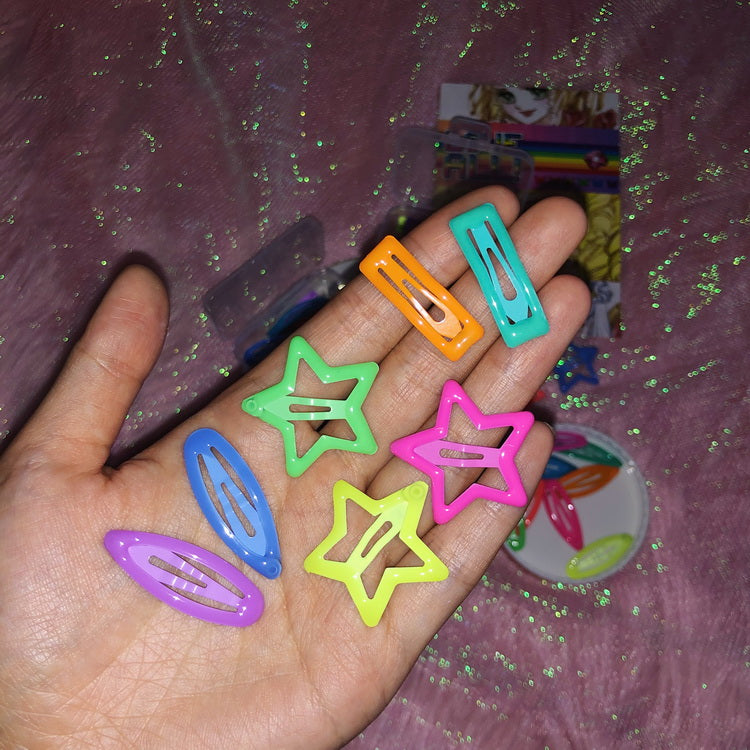StrangeLab Retro Hair Clips | Baddie Glow-in-the-Dark Hair Clips | 10-Color Set Resin BB Clips hair clip strangelab