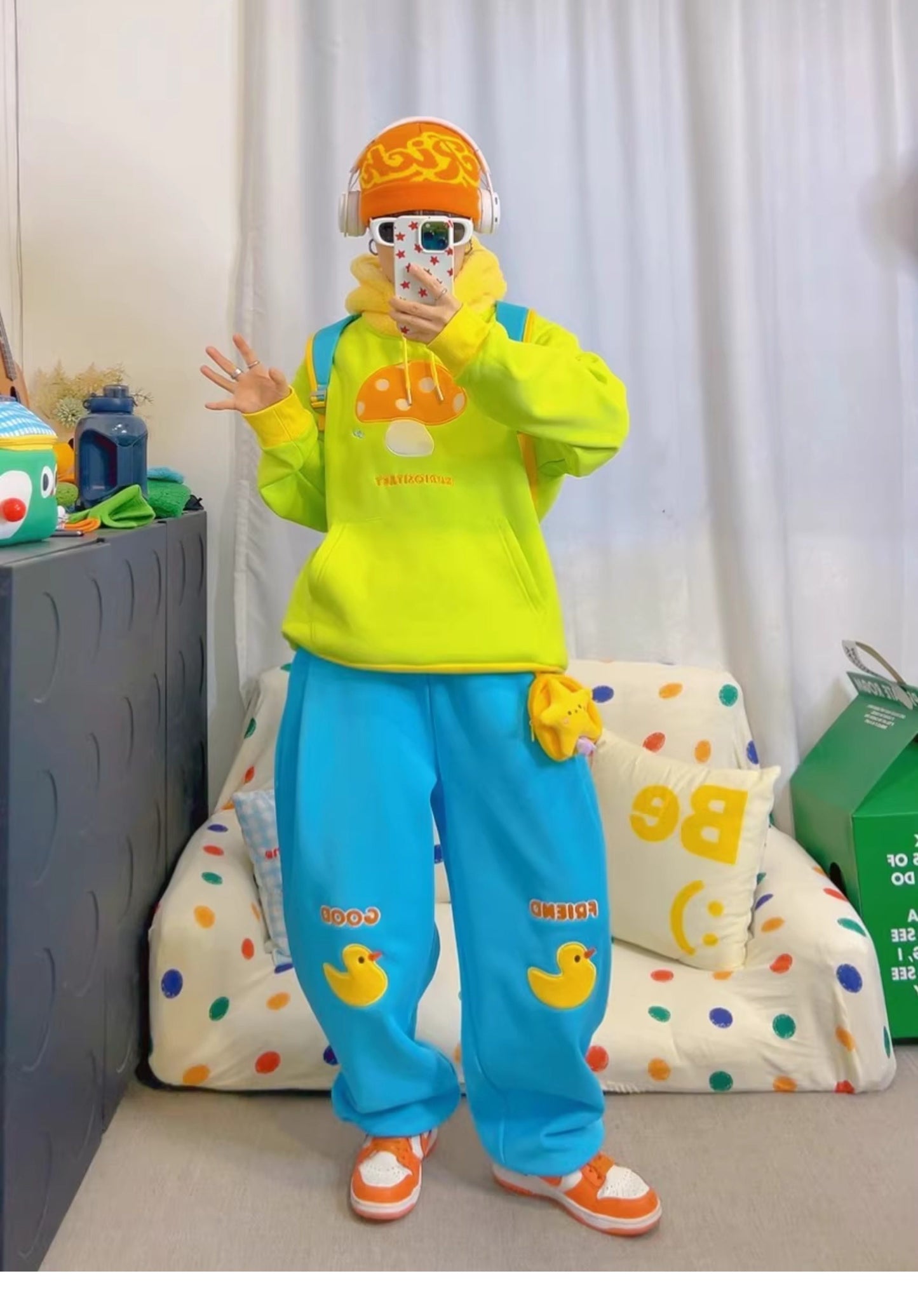 KURIOSITAET - Green Mushroom Embroidered Hoodie hoodie KURIOSITAET