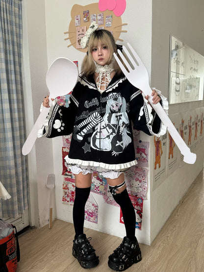 Three Poisons - Anime Sailor Collar Cardigan Top cardigan Three Poisons