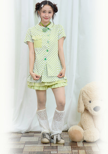 Moon Meadow - Green Polka Dot Shirt shirt Moon Meadow