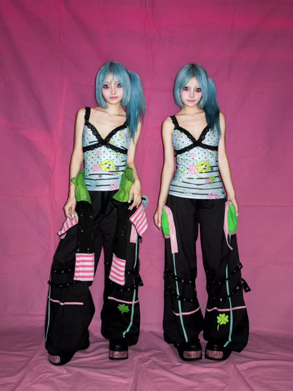 YJM with biubiu Lucky Whisper Clover Lace Camisole tank top YJM with biubiu