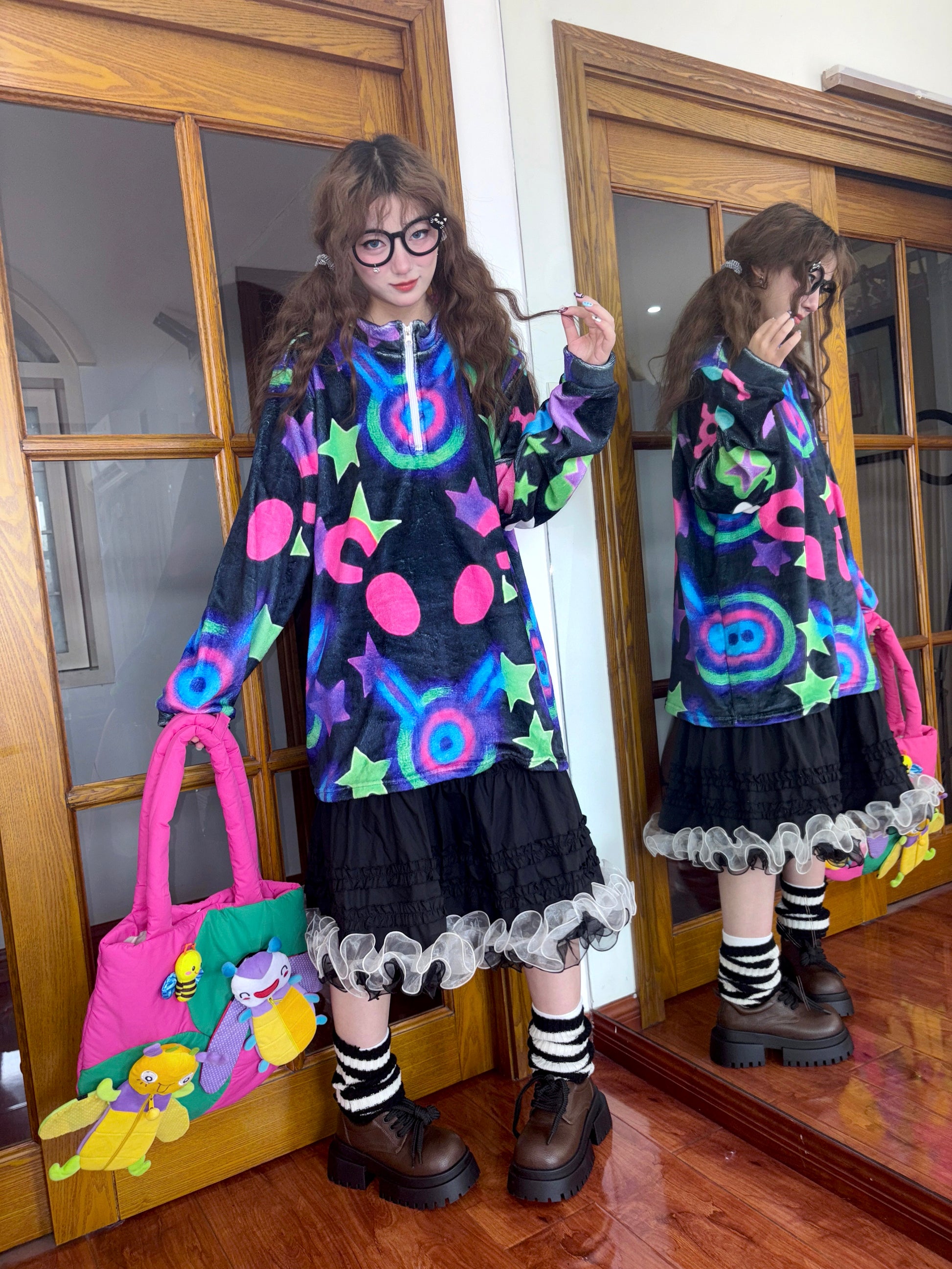 Leerroo - Y2K Kawaii Fleece Sweatshirt sweatshirt Leerroo