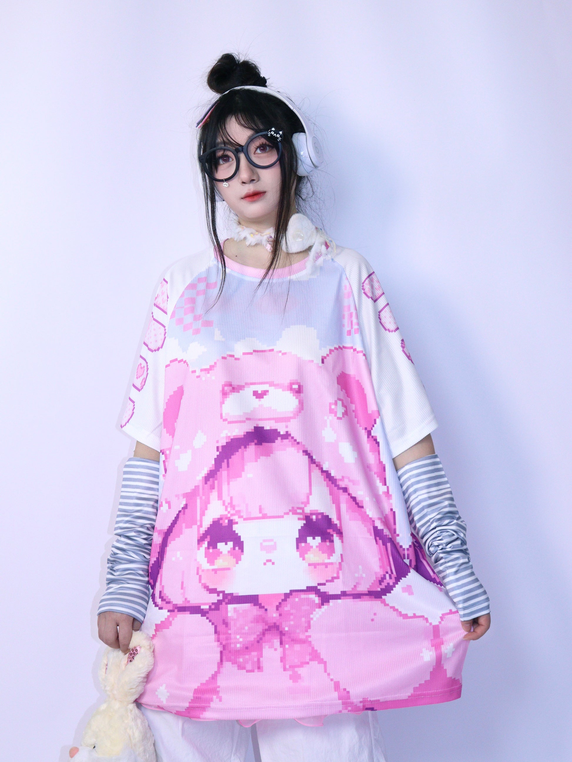 LEERROO - Y2K Decora Alt Graphic Tee with Strawberry Bear Print tshirt Leerroo