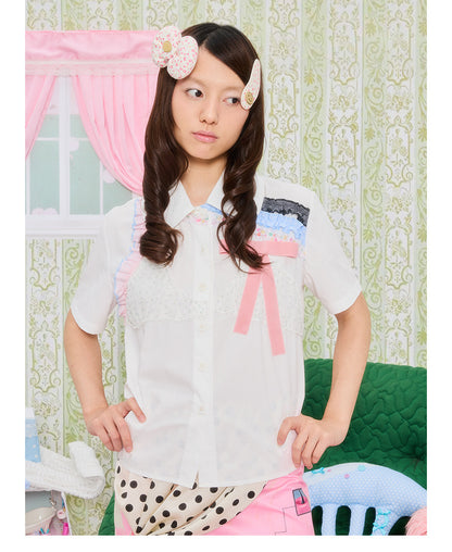 UnsocialNight - Ruffle Collar Graphic Blouse blouse UnsocialNight