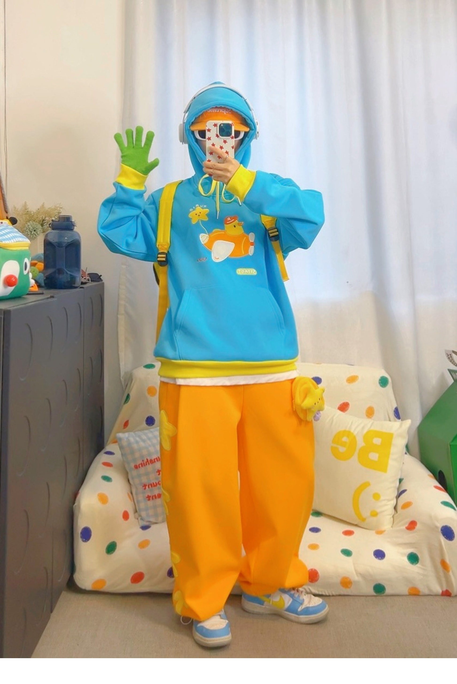 KURIOSITAET 桔色卫裤女冬小个子加绒加厚多巴胺宽松 pants KURIOSITAET