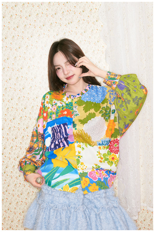 tntntutu - Patchwork Floral Vintage Blouse shirt tntntutu