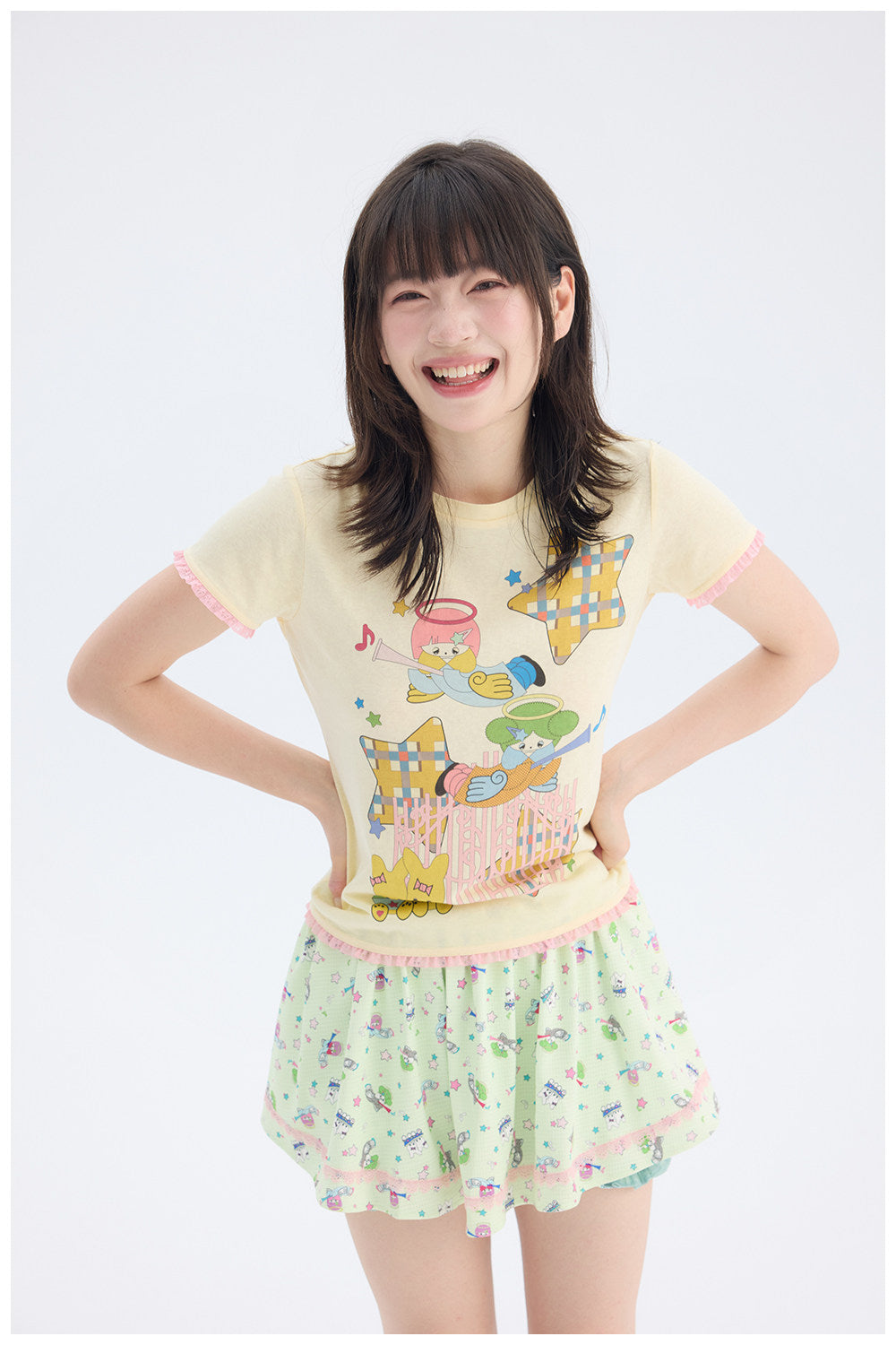 tntntutu - Mint Green Angel Print Skort | Fairy Kei Kawaii Harajuku Shorts skirt tntntutu