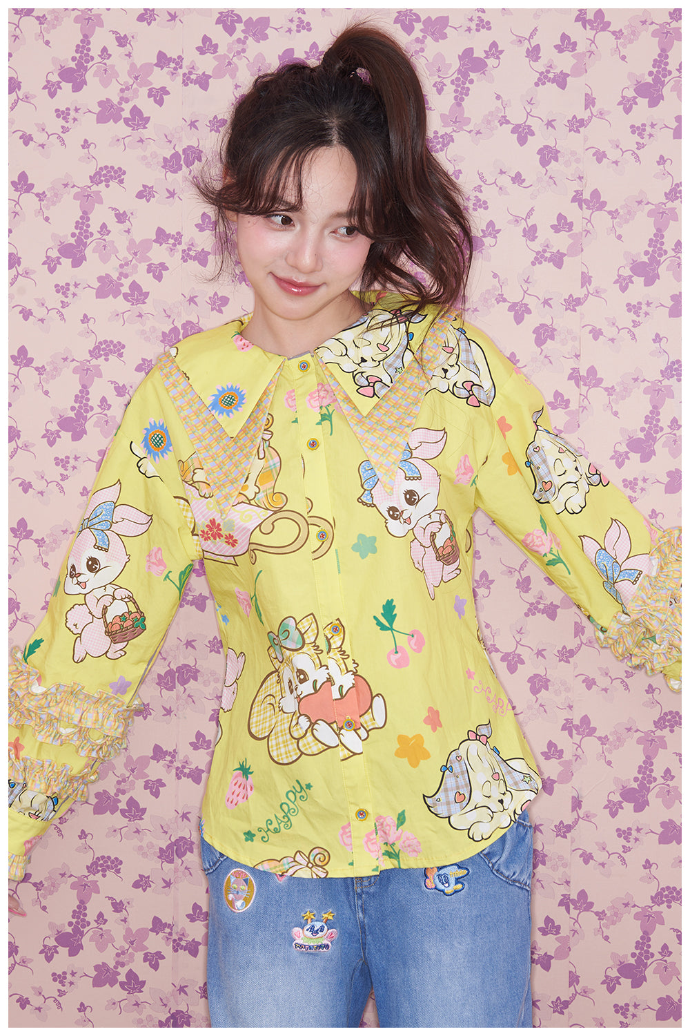 tntntutu - Kawaii Animal Print Ruffle Shirt shirt tntntutu