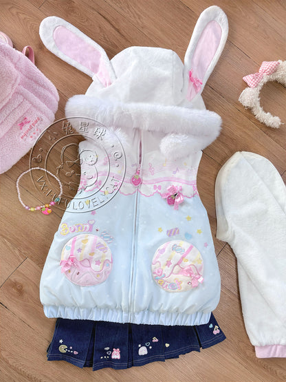 Bunny Planet - Cream Donut Bunny Ear Puffer Jacket coat bunnyplanet