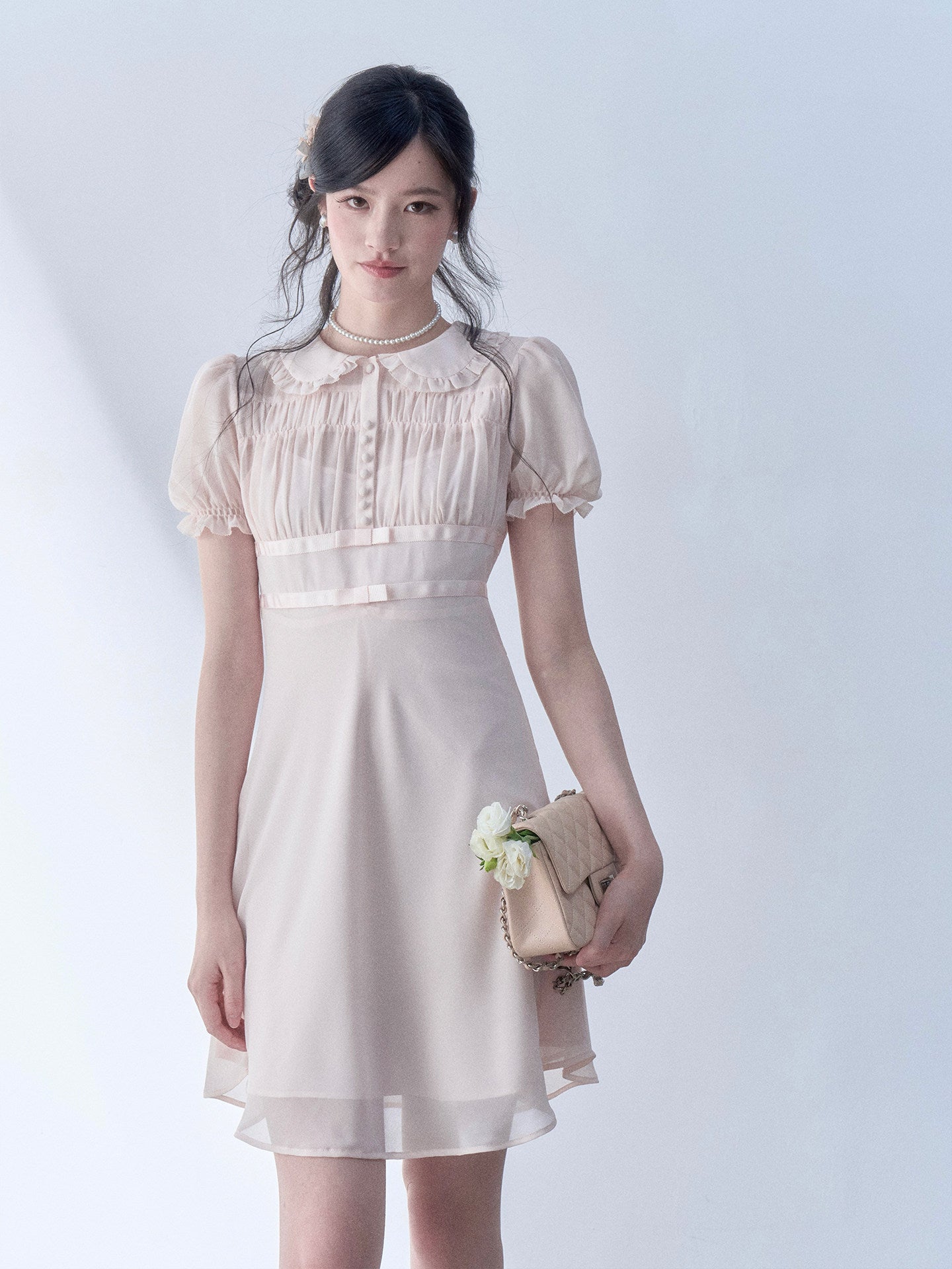 SOS SEAMSTRESS - Bow Puff Collar Dress dress SOS SEAMSTRESS