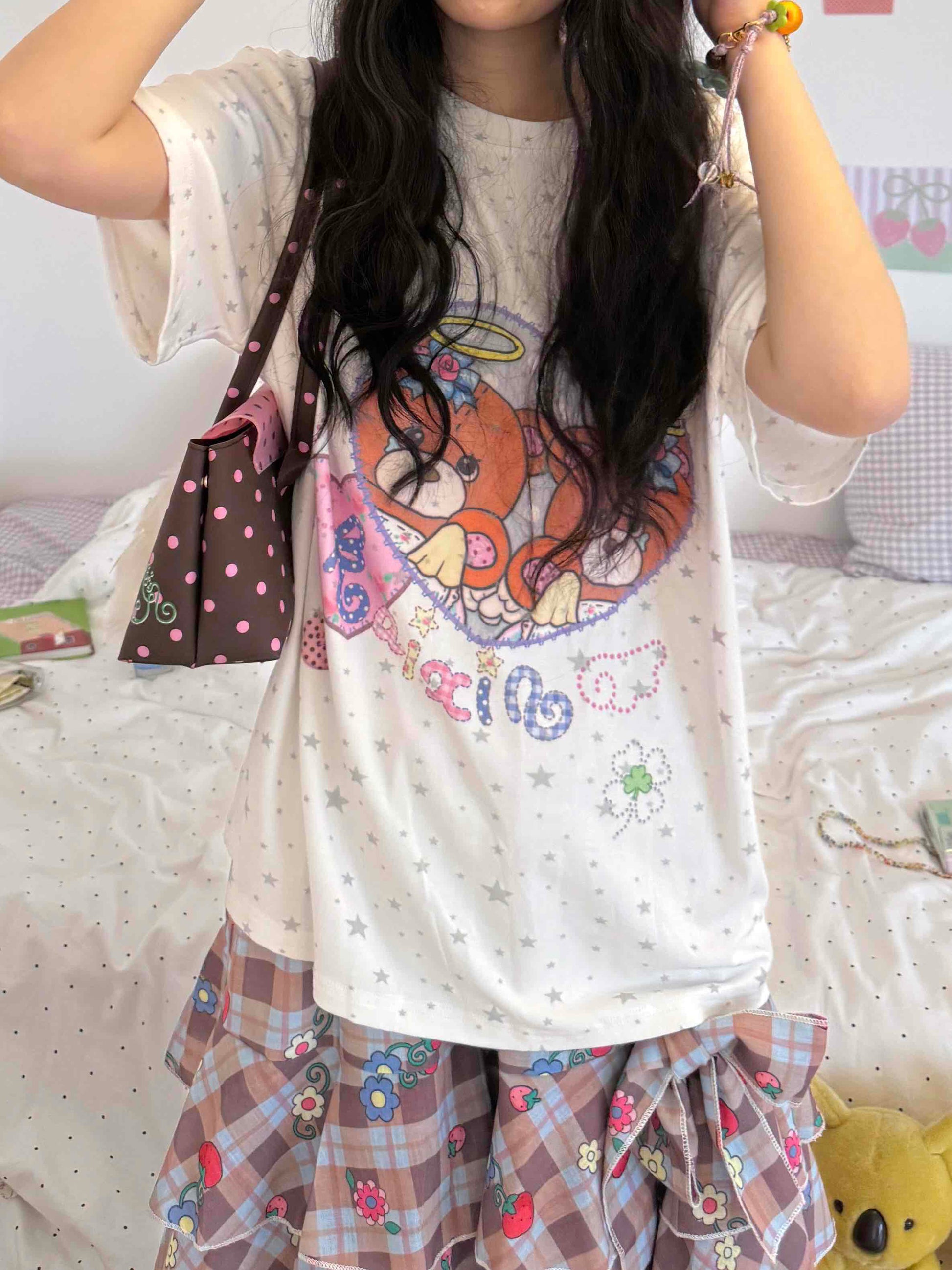 KaiXin Hostel - Bear Heart Star Print T-Shirt tee KaiXin hostel
