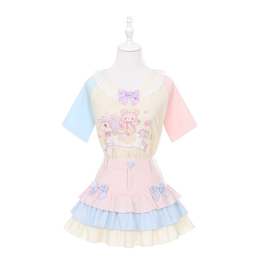 Dear Doll - Fairy Kei Rainbow Unicorn Colorblock Set set dear doll