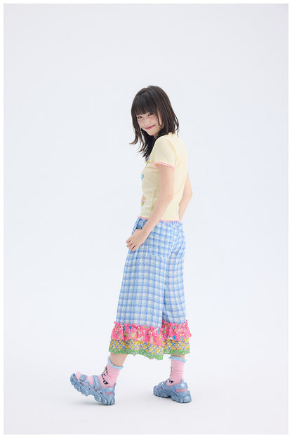 tntntutu - Blue Plaid Patchwork Pants | Fairy Kei Kawaii Harajuku Vintage Trousers pants tntntutu