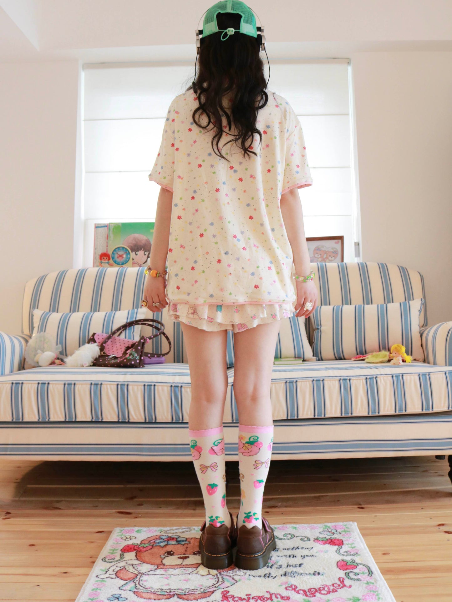 KaiXin Hostel - Floral Print Loose T-Shirt tee KaiXin hostel